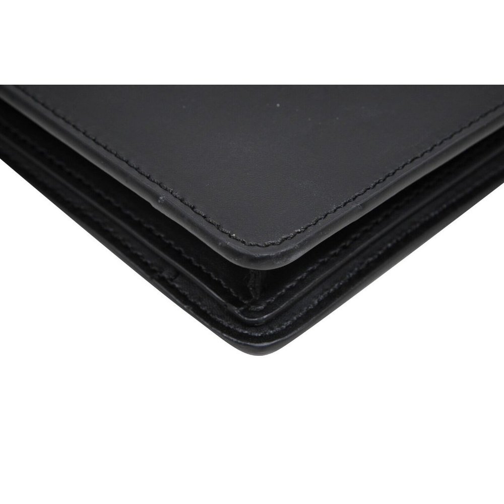 Fendi Womens Pouch Black Leather Brown FF Logo Clutch Mens Travel File Palladium - Picture 6 of 12